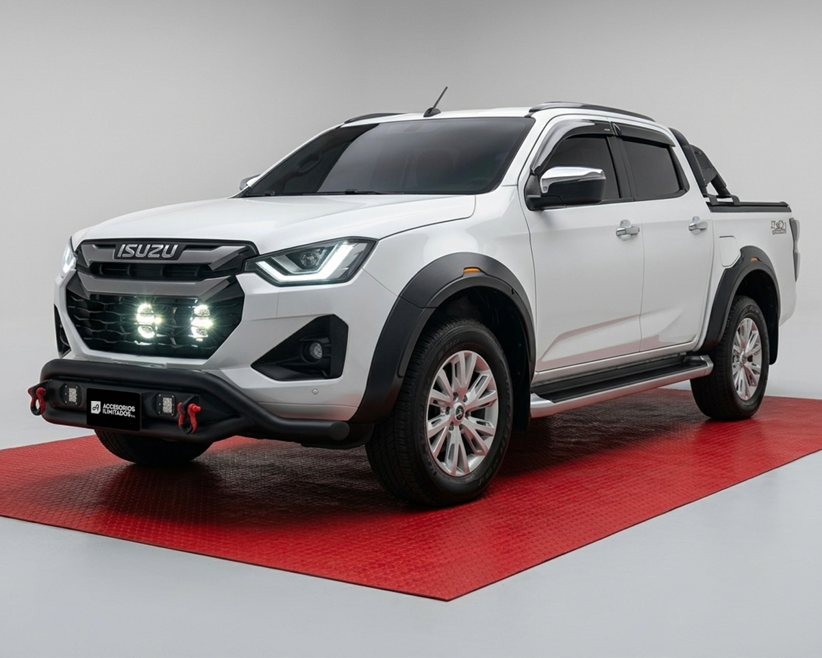 Isuzu D-Max con accesorios Accesorios Ilimitados — defensa, estribos y luces LED